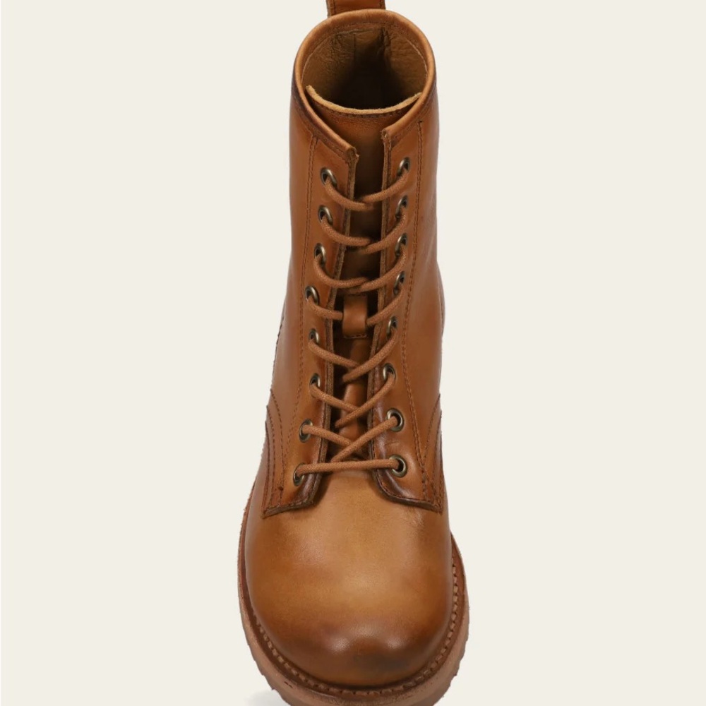 Frye Tan Caramel Leather Veronica Flex Combat Boots size 5.5 - Picture 3 of 14
